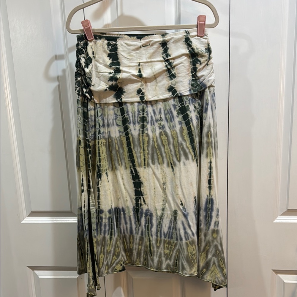 Allen Allen Black and Cream Midi Wrap Skirt